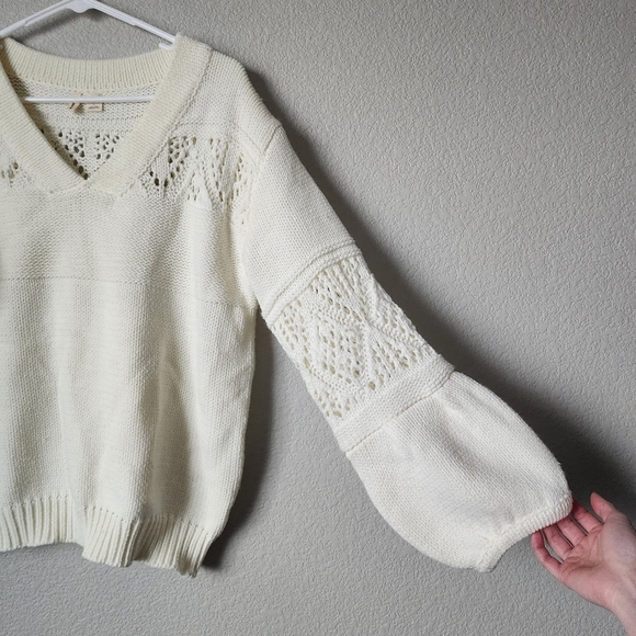 ANTHROPOLOGIE‎ x MOTH Cindy Balloon Sleeve pull over sweater in snow L - Picture 4 of 7